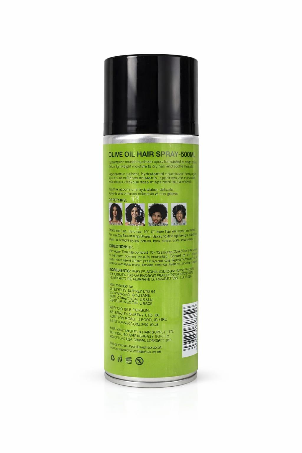 Walee Olive Oil Hair Spray with Coconut Oil, Strong Hold Styling Spray, Super Fast Drying, 500ml