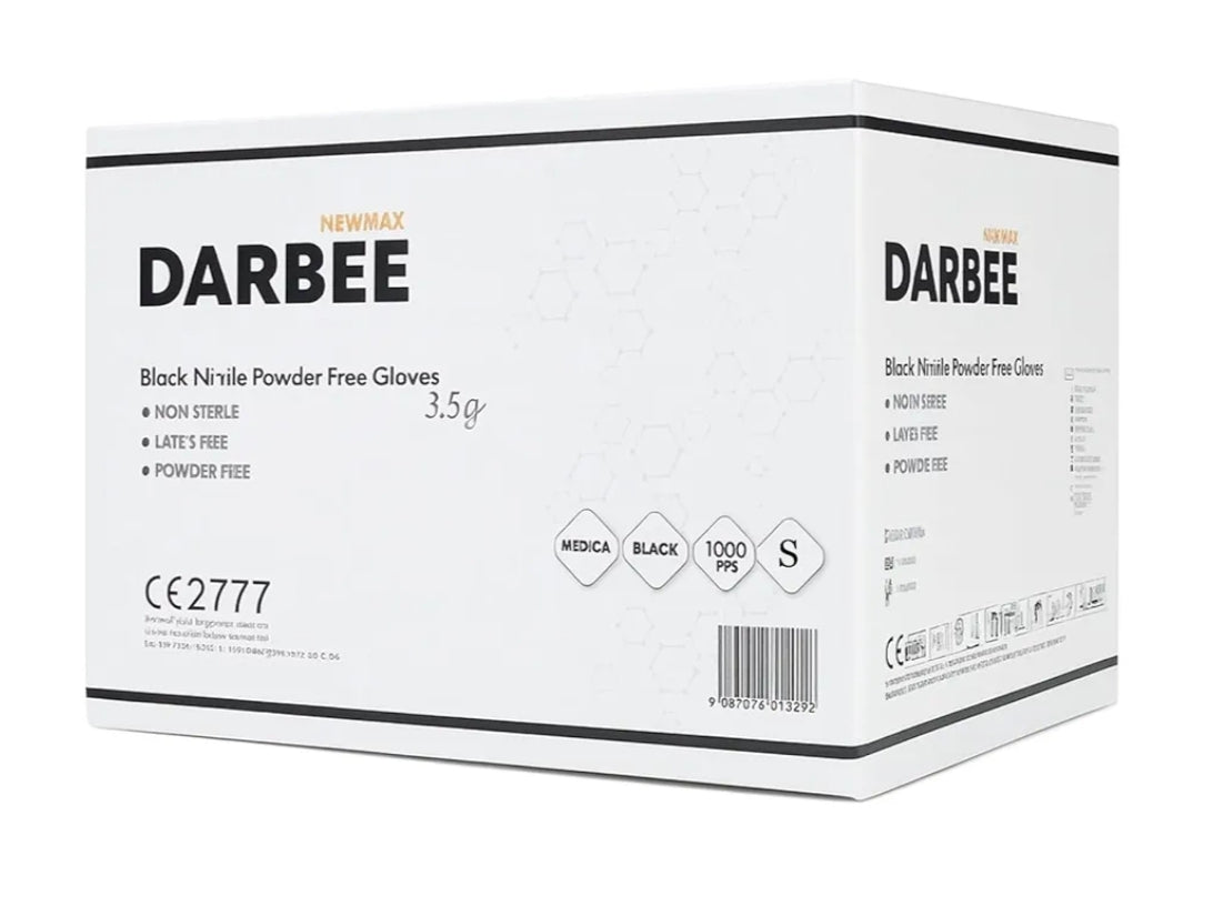 NM BEAUTY Black Nitrile Powder Free Gloves- Newmax Darbee- Multipurpose, Tatto, Medical, Latex Free Disposable Gloves- Full Box of 1000 Gloves- Small, Medium, Large, Xtra-L (Black, Xtra Large
