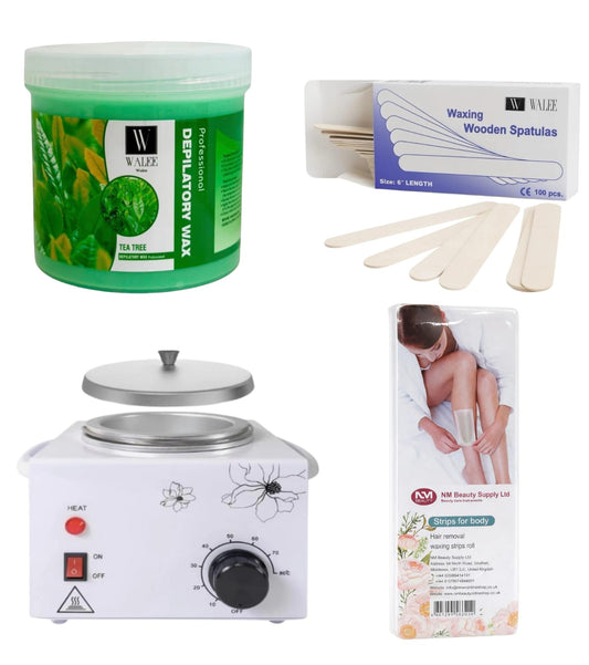 Walee Professional Metal Heater, Waxing Set ( Metal heater+Spatula+Wax Strip+Wax)