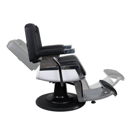 Barber Chair • Retro With Reversible Footrest Black & Chrome Accents