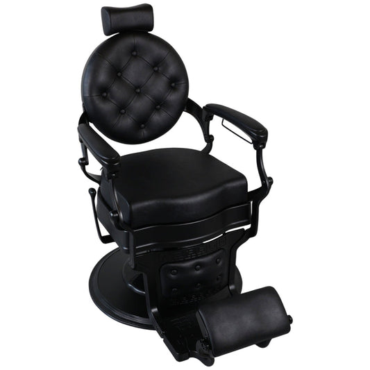 Barber Chair - Vintage Style Black & Matte Black Accents