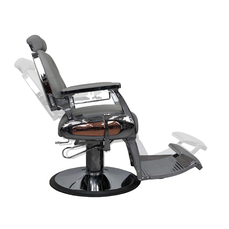 Barber Chair - Luxurious Belmont Grey & Crome Accents