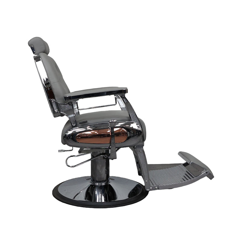 Barber Chair - Luxurious Belmont Grey & Crome Accents