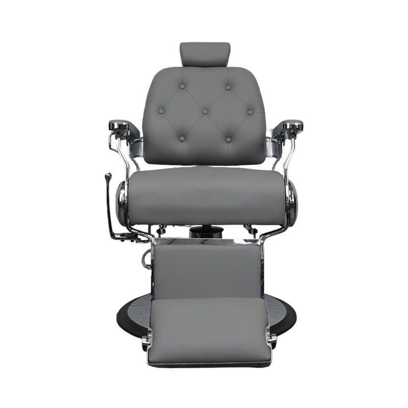 Barber Chair - Luxurious Belmont Grey & Crome Accents