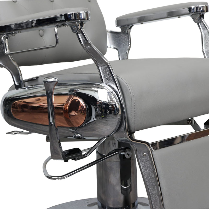 Barber Chair - Luxurious Belmont Grey & Crome Accents