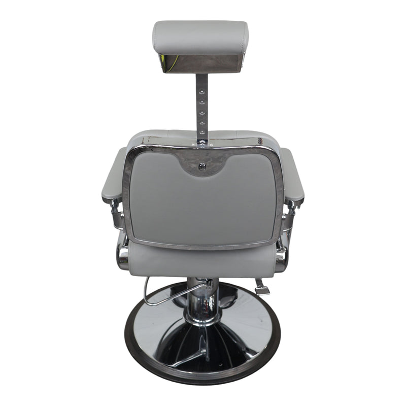 Barber Chair - Luxurious Belmont Grey & Crome Accents