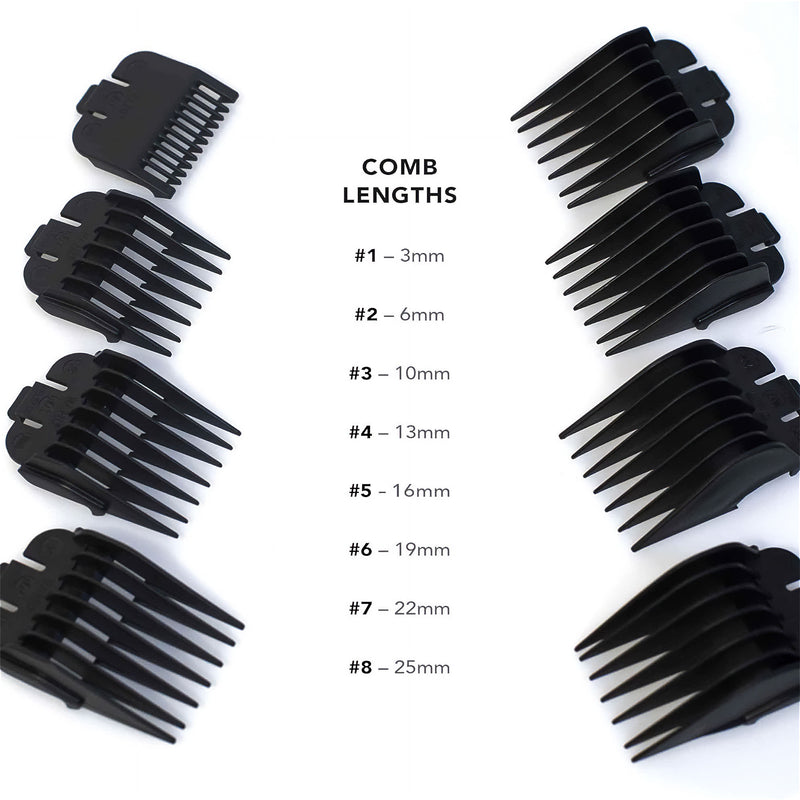 Wahl • Plastic Clipper Attachment Comb Guards Set Black 3170•801