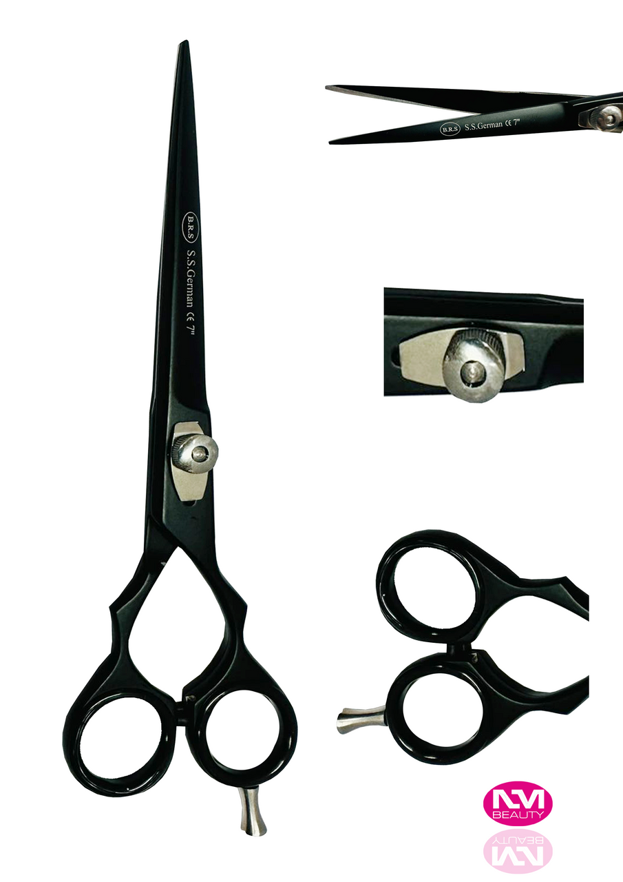 Professional Stainless Steel 7" Hair Cutting Barber Scissors with Finger Rest by BRS German