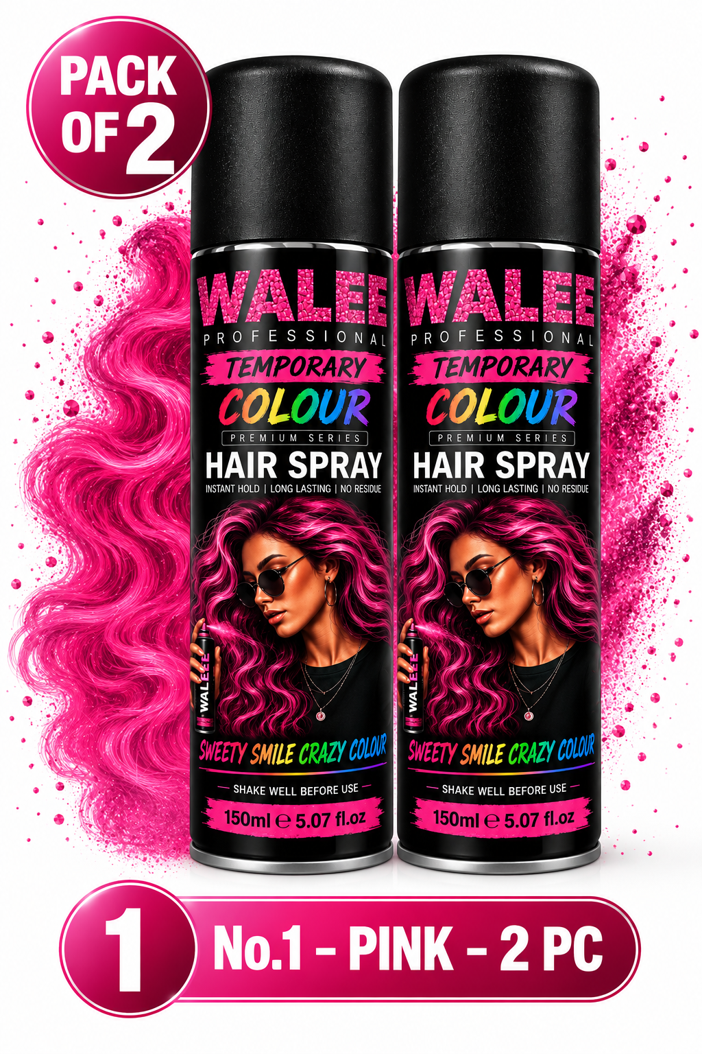 Walee Professional Temporary Colour Hair Spray 150ml- Pack of 2