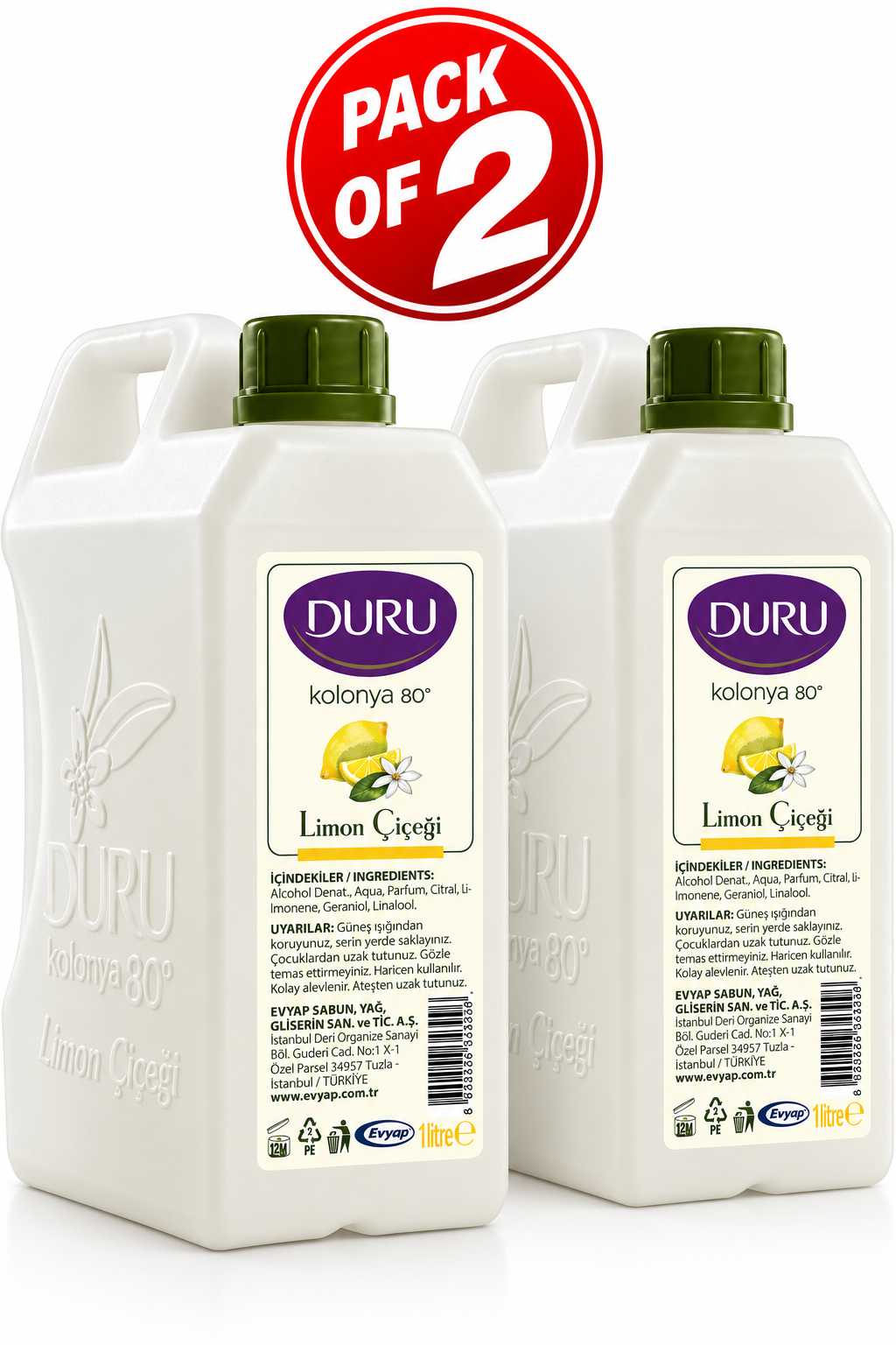 Duru Kolonya 80° Limon Çiçeği – Lemon Blossom Cologne 900 ml
