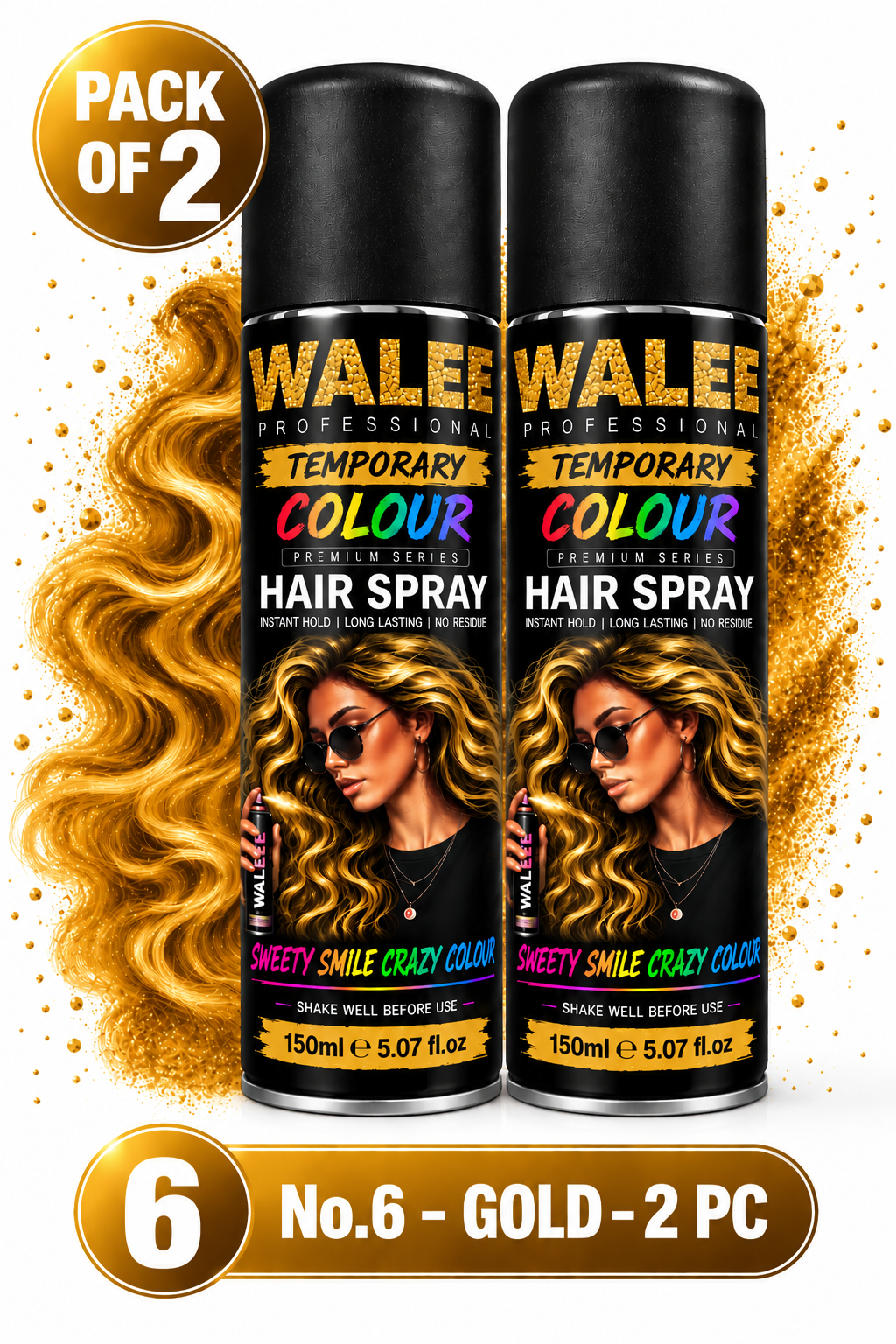 Walee Professional Temporary Colour Hair Spray 150ml- Pack of 2