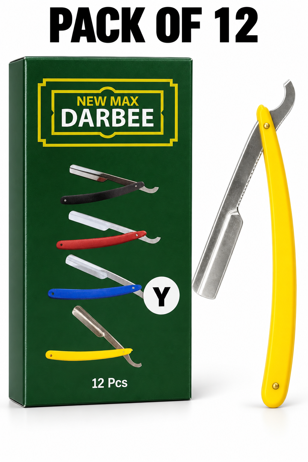 Professional Turkish Barber Razor – Folding Shavette with Replaceable Blade Holder- Yellow