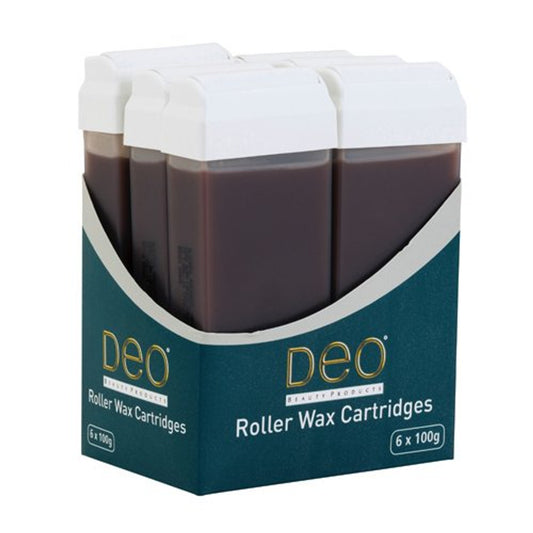 Deo Roller Wax Waxing Cartridge Refill Depilatory Large Head 100ml Chocolate x 6