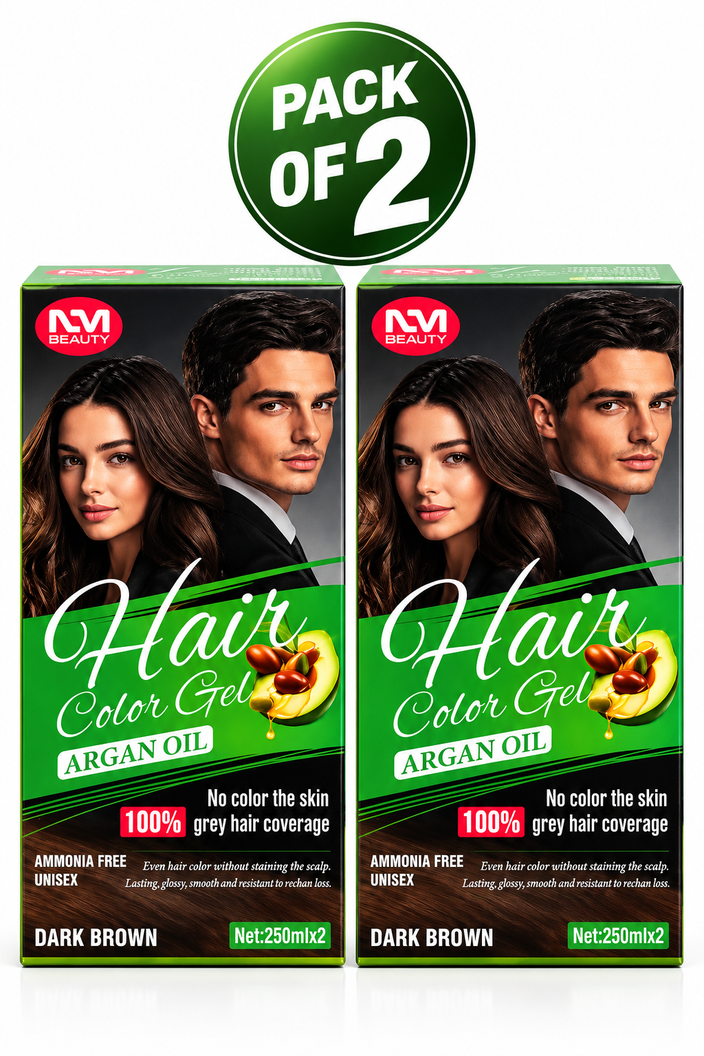 NM Beauty Hair Color Gel with Argan Oil – Dark Brown – Unisex Grey Hair Coverage