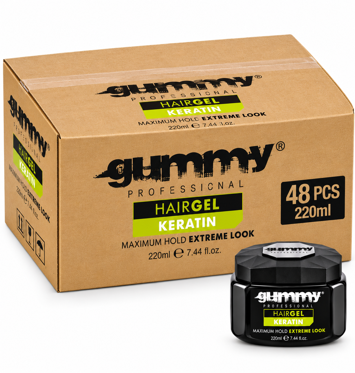 Gummy Professional Hair Gel Keratin 220ml – Maximum Hold Extreme Look Styling Gel