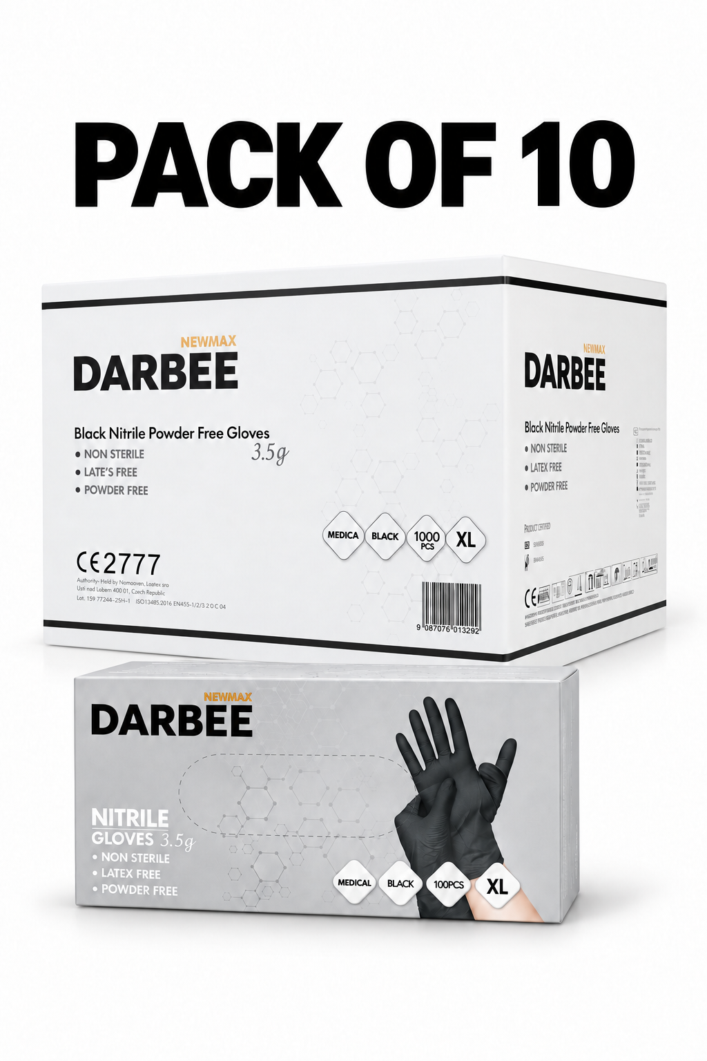Newmax Darbee Black Nitrile Gloves- Extra Large (XL)