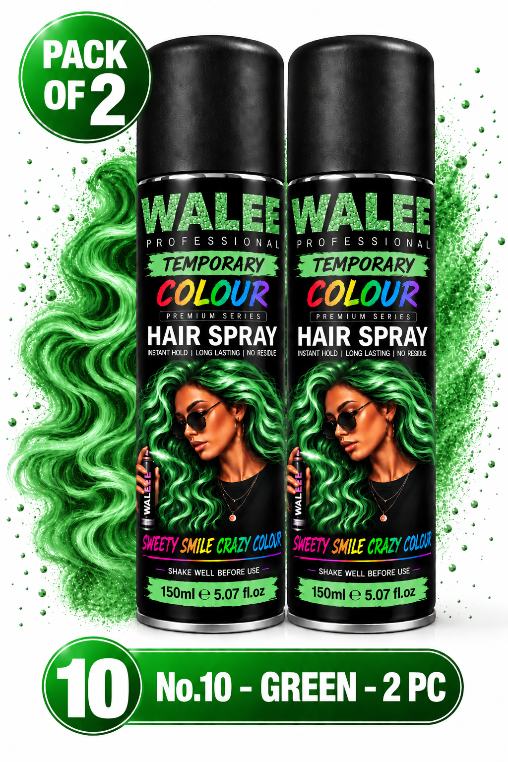 Walee Professional Temporary Colour Hair Spray 150ml- Pack of 2