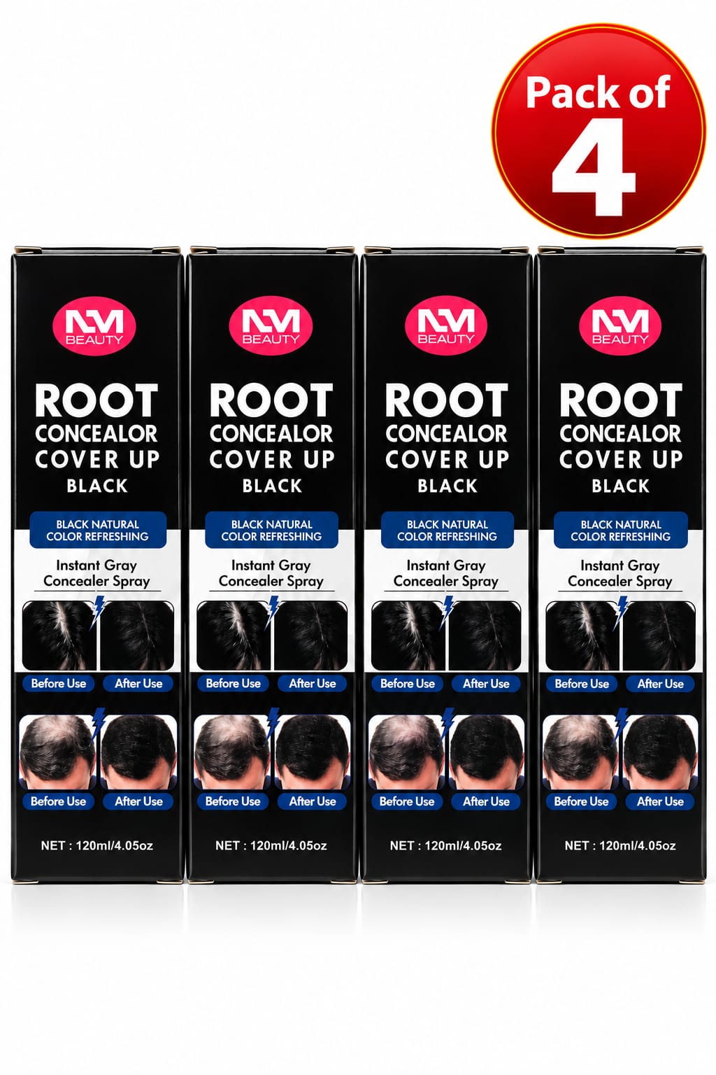 NM Beauty Root Concealer Cover Up Spray, 120 ml | Instant Grey Root Coverage | Black