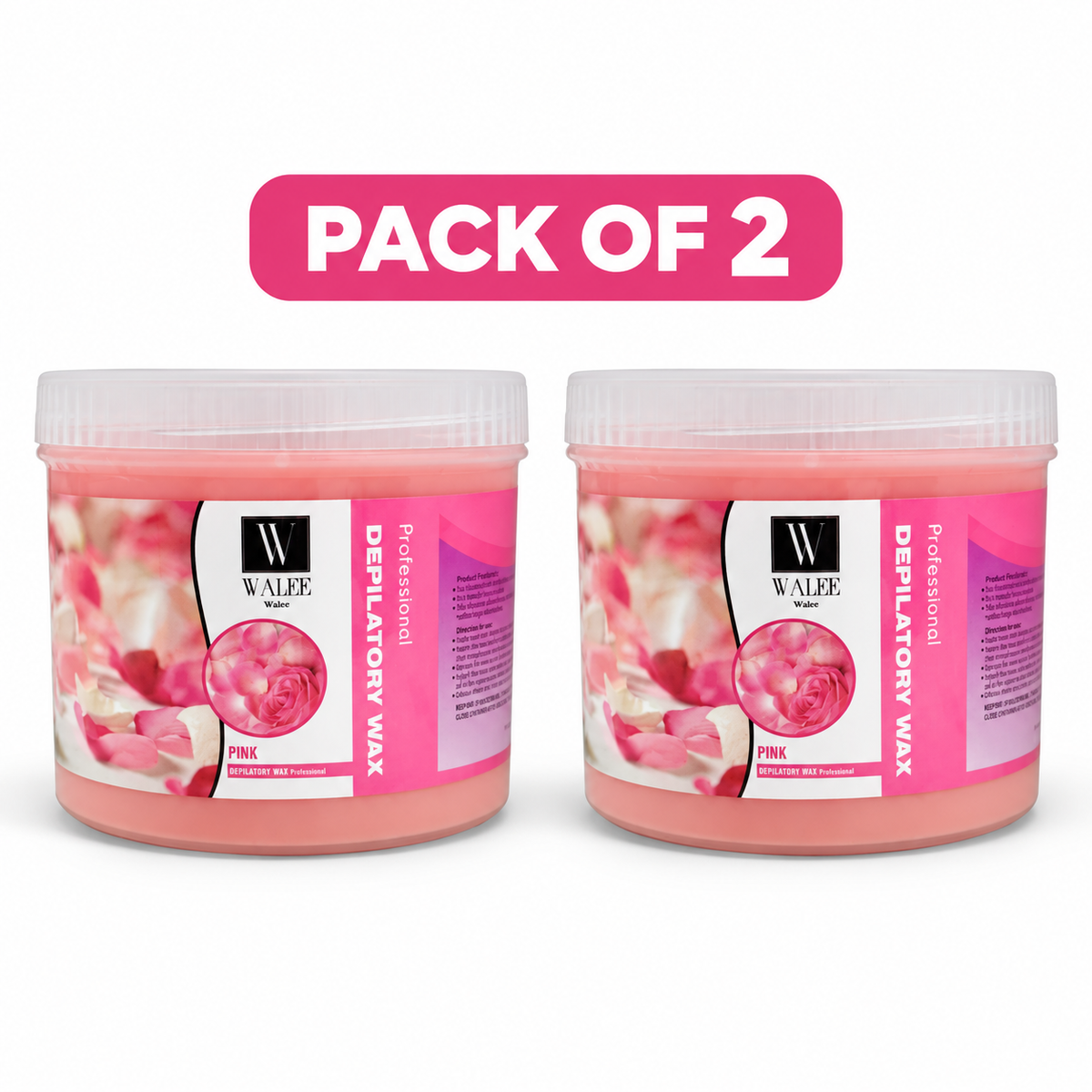 Walee Professional Pink Depilatory Wax – Salon Body Hair Removal Wax 500g