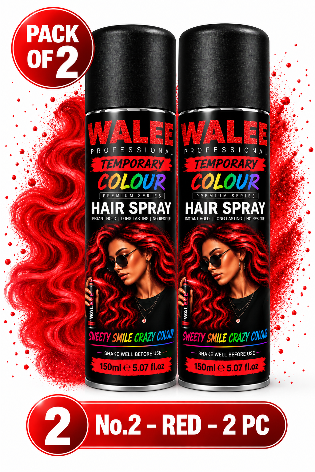 Walee Professional Temporary Colour Hair Spray 150ml- Pack of 2