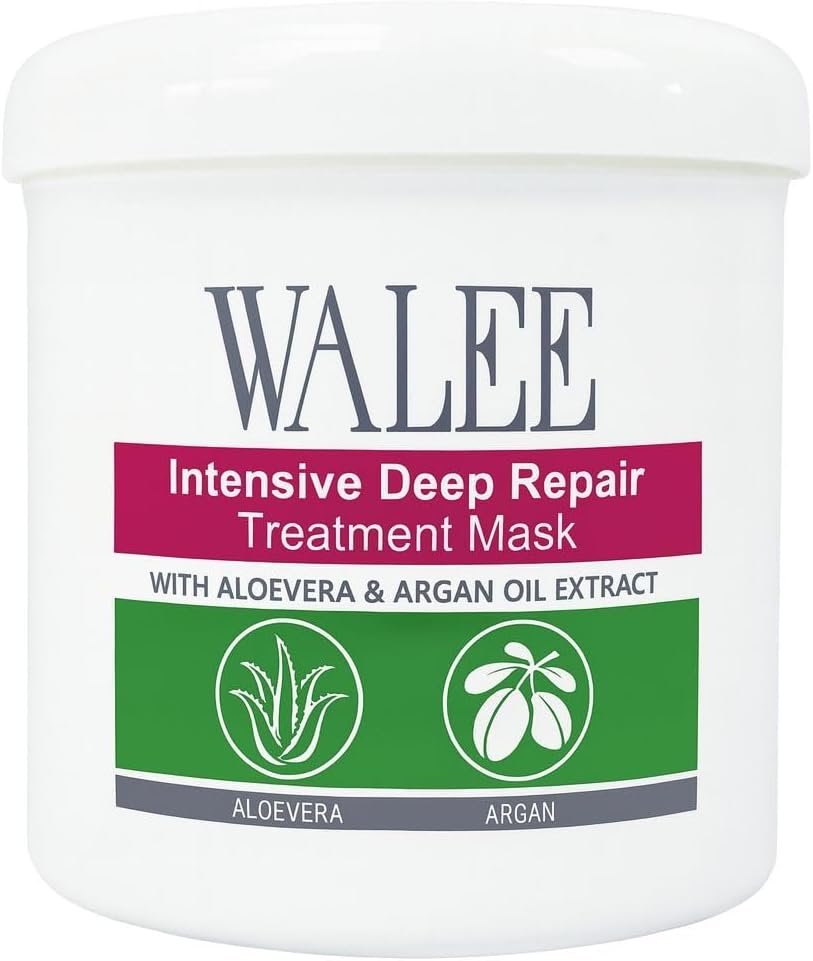 Walee Intensive Deep Repair Treatment Mask With AloeVera & Argan Oil Extract, Advanced Hair Therapy for Dull, Over Stressed, Heat Traumatized & Chemically Treated Hair, 500ml
