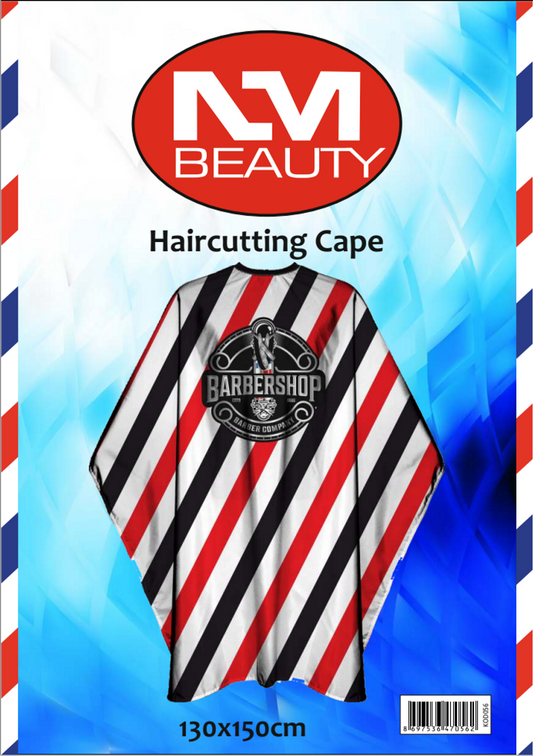 NMB Professional Red/White/Black Cross Lined Cutting Cape for Salons,Hairdressers & Barbers with adjustable black metal clip 130X150cm (view)