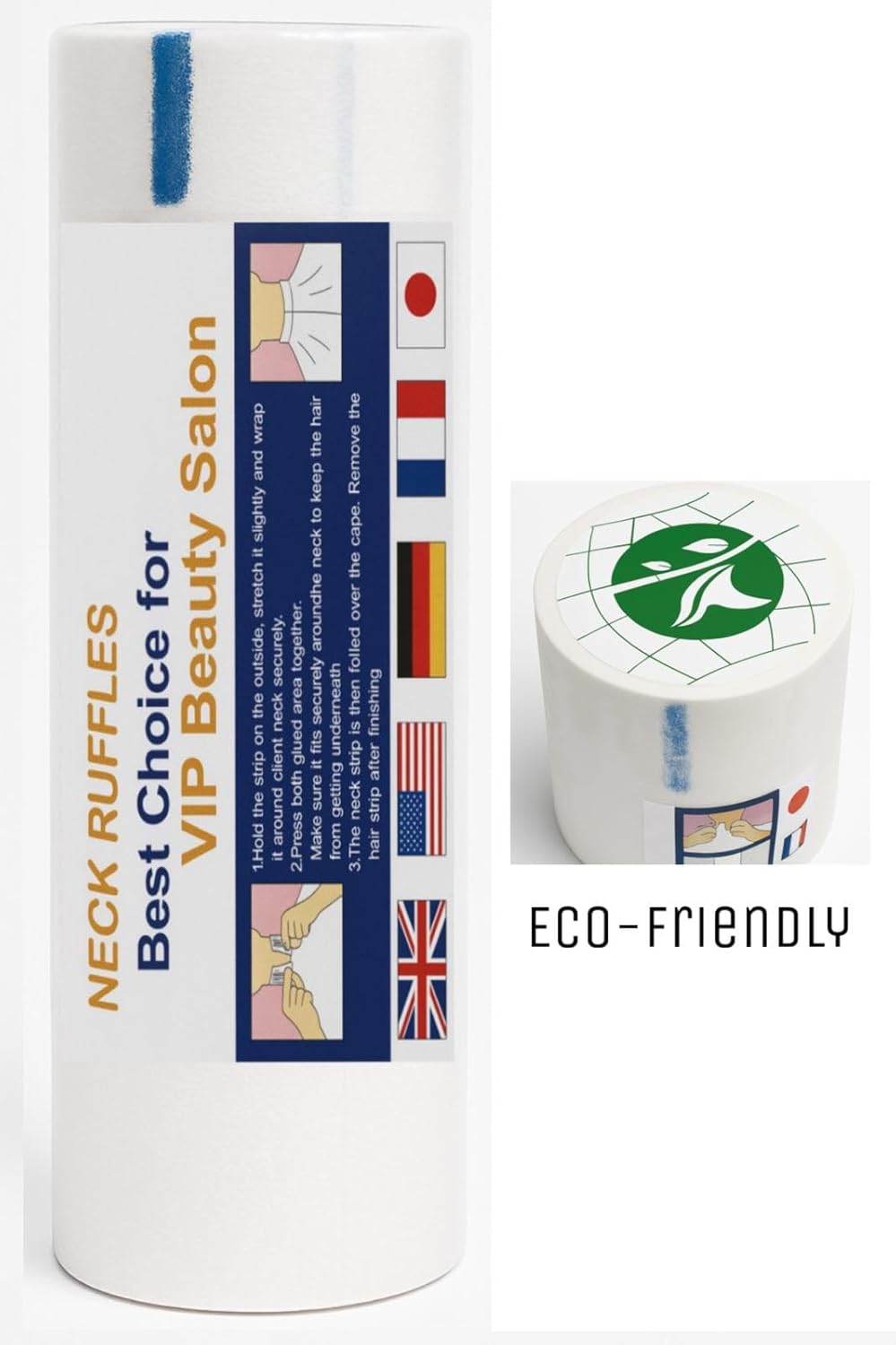 NM Beauty Hygienic White Barber Neck Paper Roll Strip, 500 Strips - 5x 100 Rolls Pack (White) in New Packaging - Eco Friendly