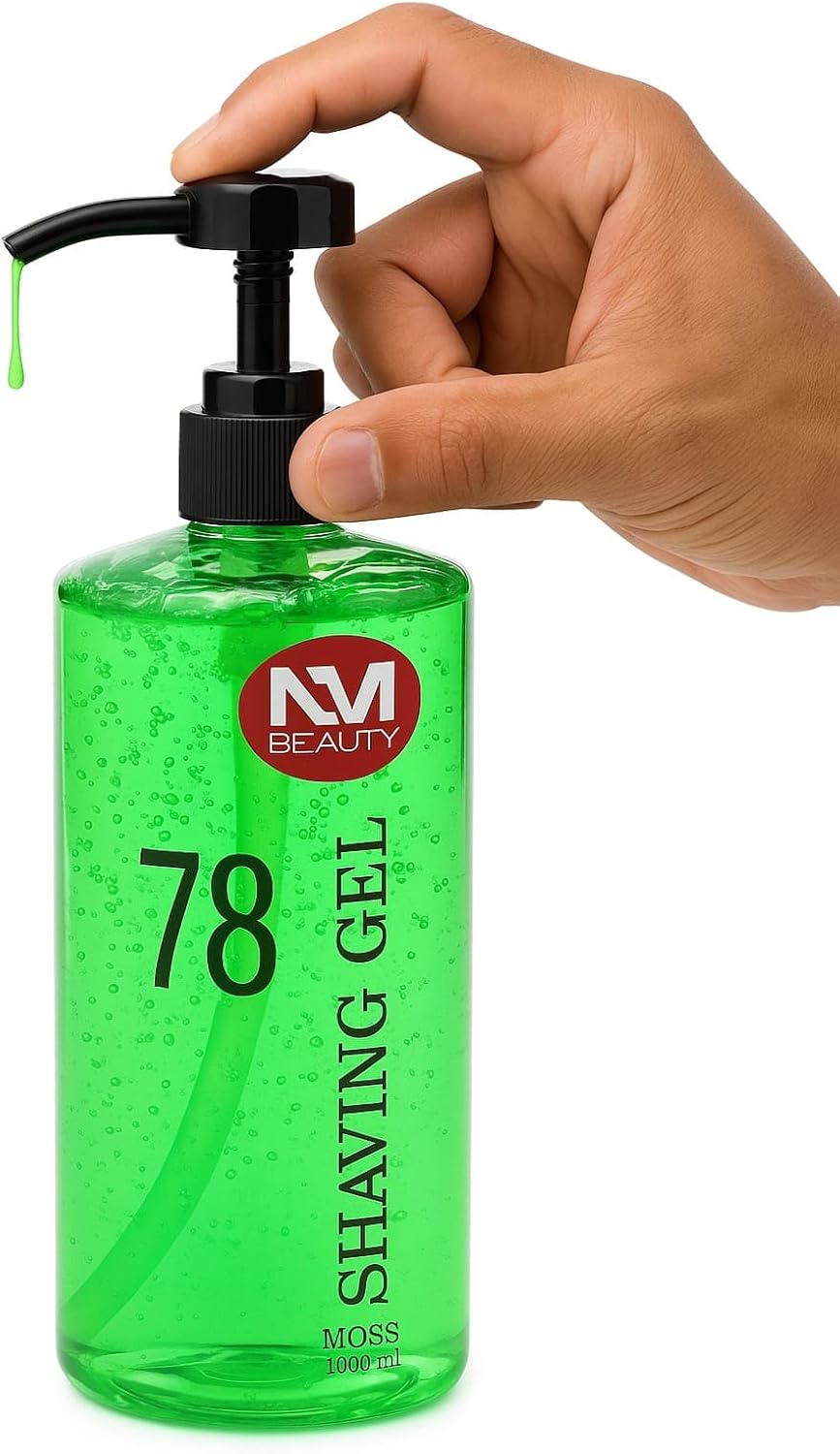 Shaving Gel 1000 ml, Moisturizing Ultra Sensitive Shaving Gel for Men, Protects, Clean Skin, Shaving Enthusiasts, Ash (White), Ice (Blue), Moss (Green) & Fire (Red)