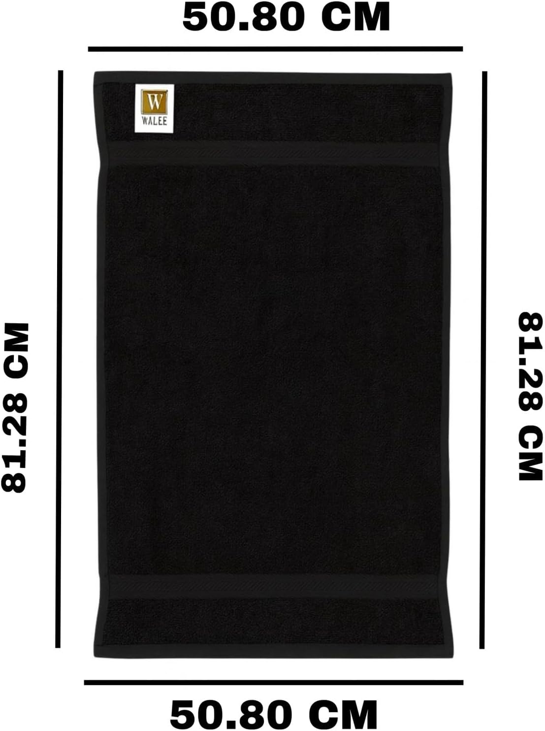 Walee Towels- Salon Towel,12Pcs (50.80 x 81.28cm) Highly Absorbent Cotton Barber Towels for Head, Gym, Beauty, Spa, & Home Hair Care, Black