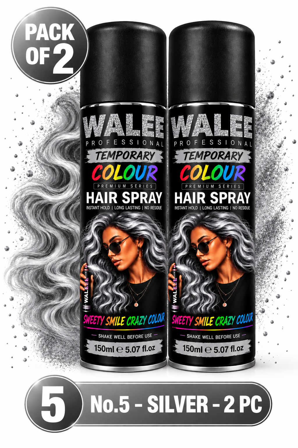 Walee Professional Temporary Colour Hair Spray 150ml- Pack of 2
