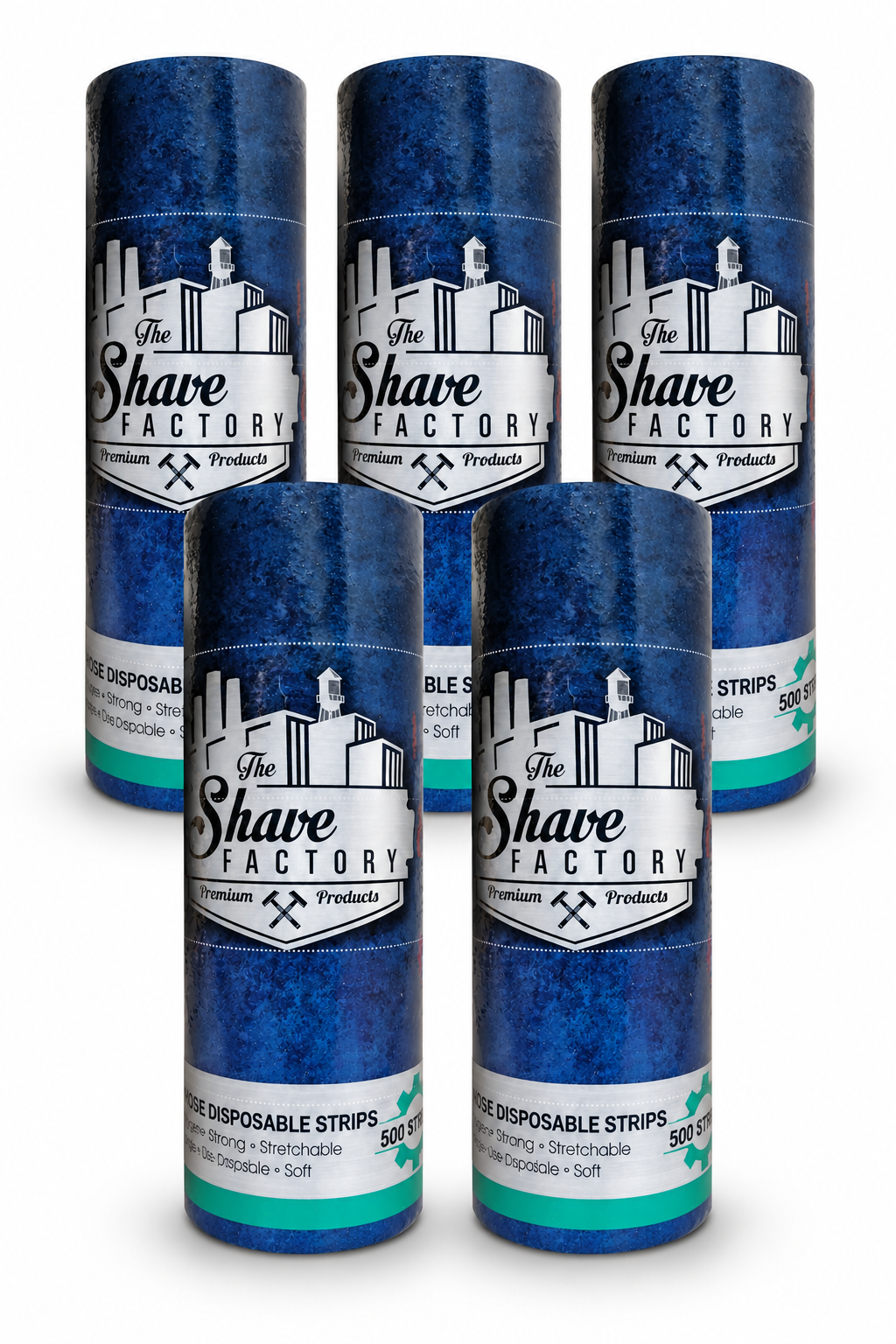 The Shave Factory Disposable Neck Strips | 100 Strips per Roll- Blue/White