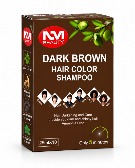 NMB Hair Colour Shampoo Sachets | Dark Brown  | 10 SACHETS (250 ML X10)