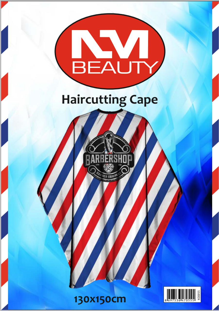 NMB Professional Red/White/Blue Cross Lined Cutting Cape for Salons,Hairdressers & Barbers with adjustable black metal clip 130X150cm