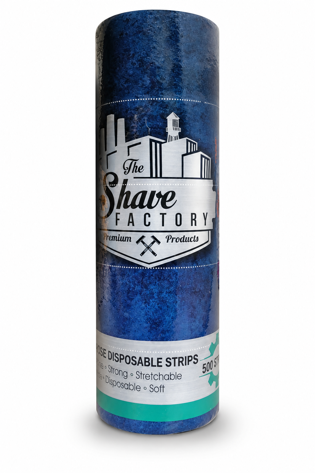 The Shave Factory Disposable Neck Strips | 100 Strips per Roll- Blue/White