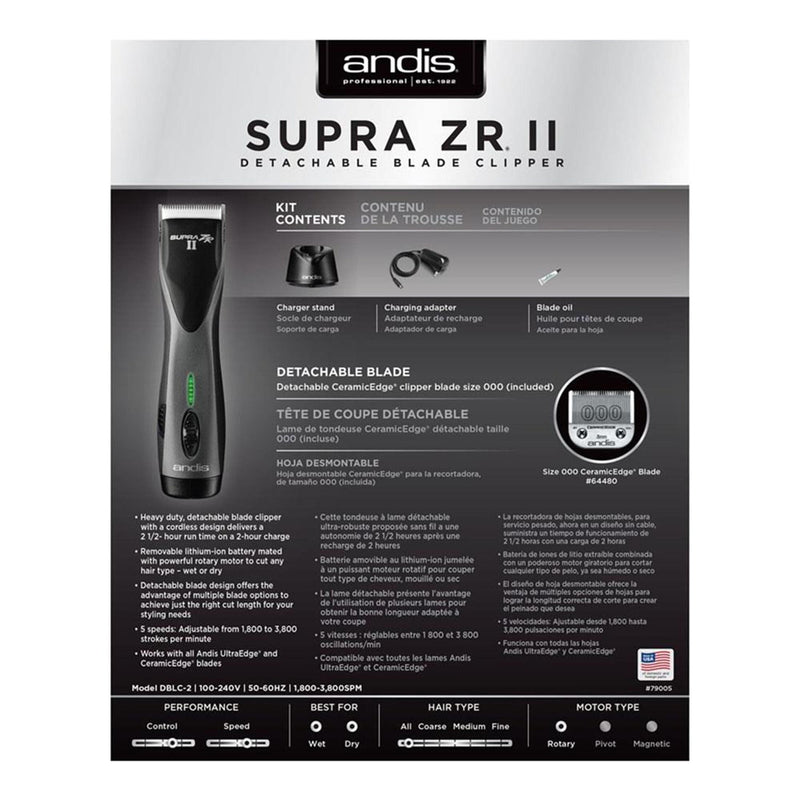 Andis • Supra ZR II Detachable Blade Clipper Cordless
