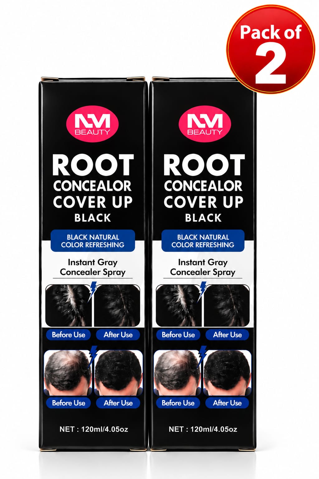 NM Beauty Root Concealer Cover Up Spray, 120 ml | Instant Grey Root Coverage | Black