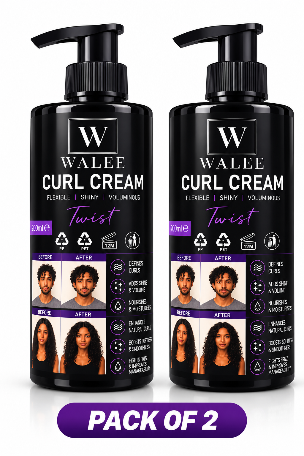Walee Curl Cream Twist 200ml – Curl Defining, Moisturising &amp; Anti-Frizz Styling Cream for Natural Curls