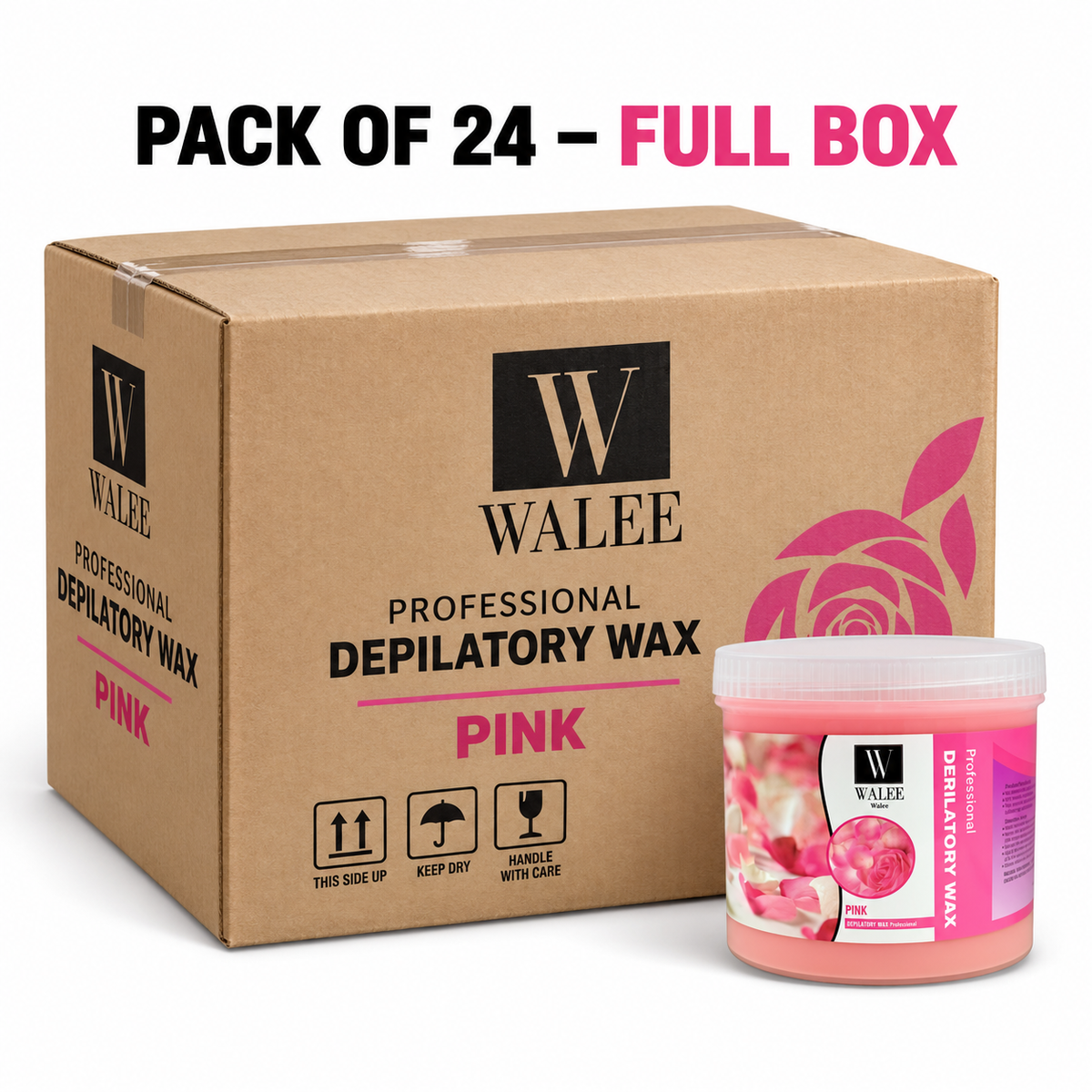 Walee Professional Pink Depilatory Wax – Salon Body Hair Removal Wax 500g