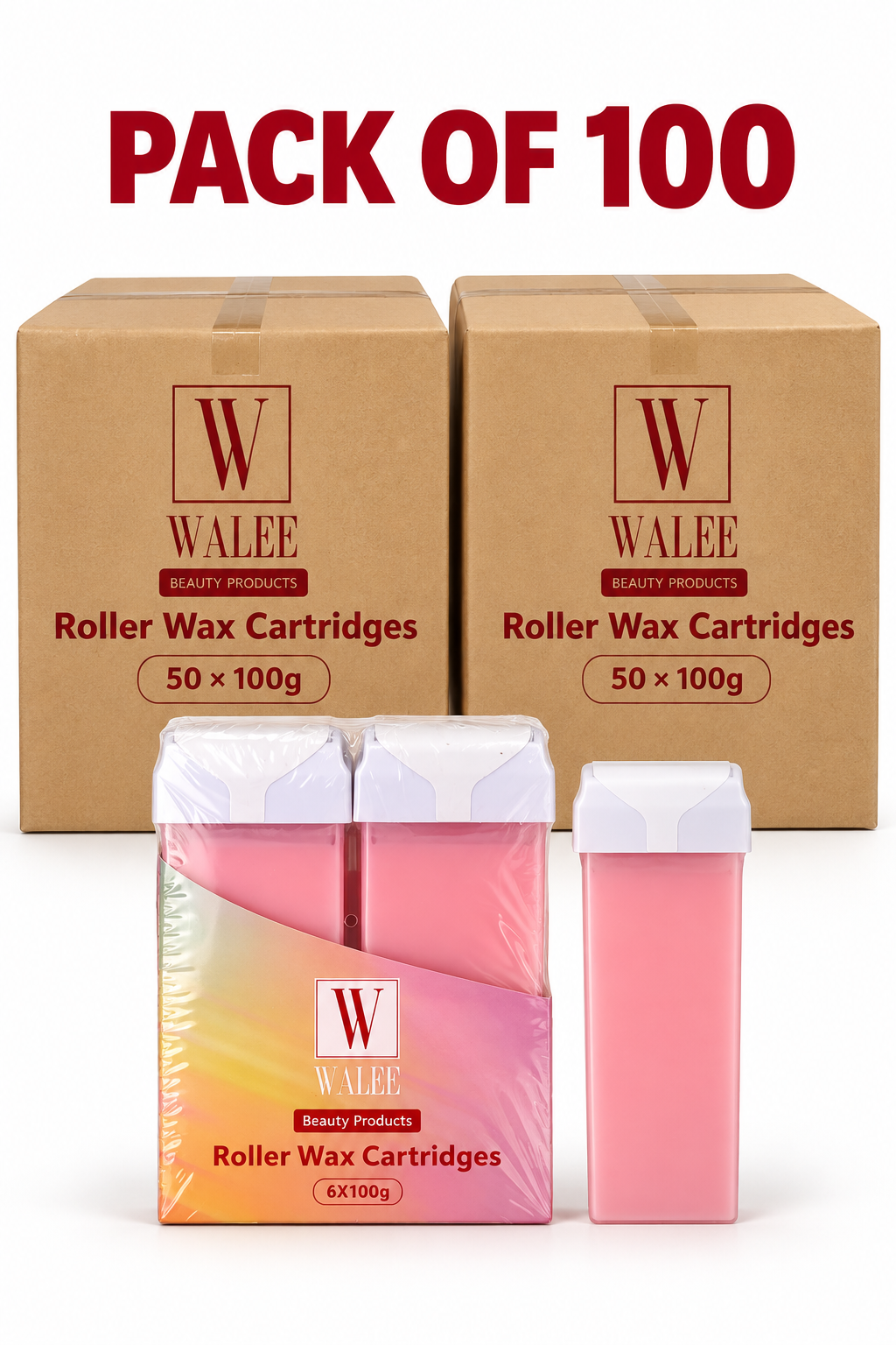 Walee Professional Roller Wax Cartridge – Smooth Hair Removal for Salon and Home Use (Pink)
