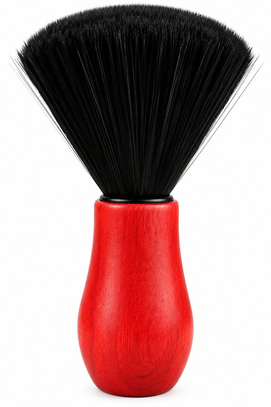 NMB Professional Red Wooden Neck Duster Brush – Soft Black Bristle Barber Hair Cleaning Brush