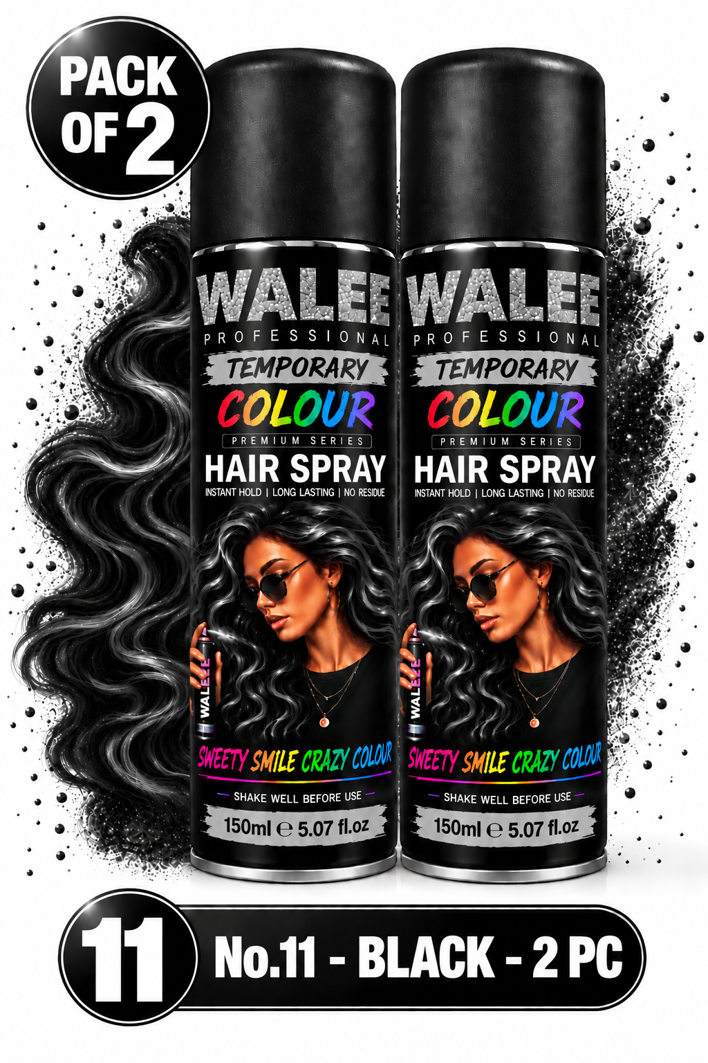 Walee Professional Temporary Colour Hair Spray 150ml- Pack of 2