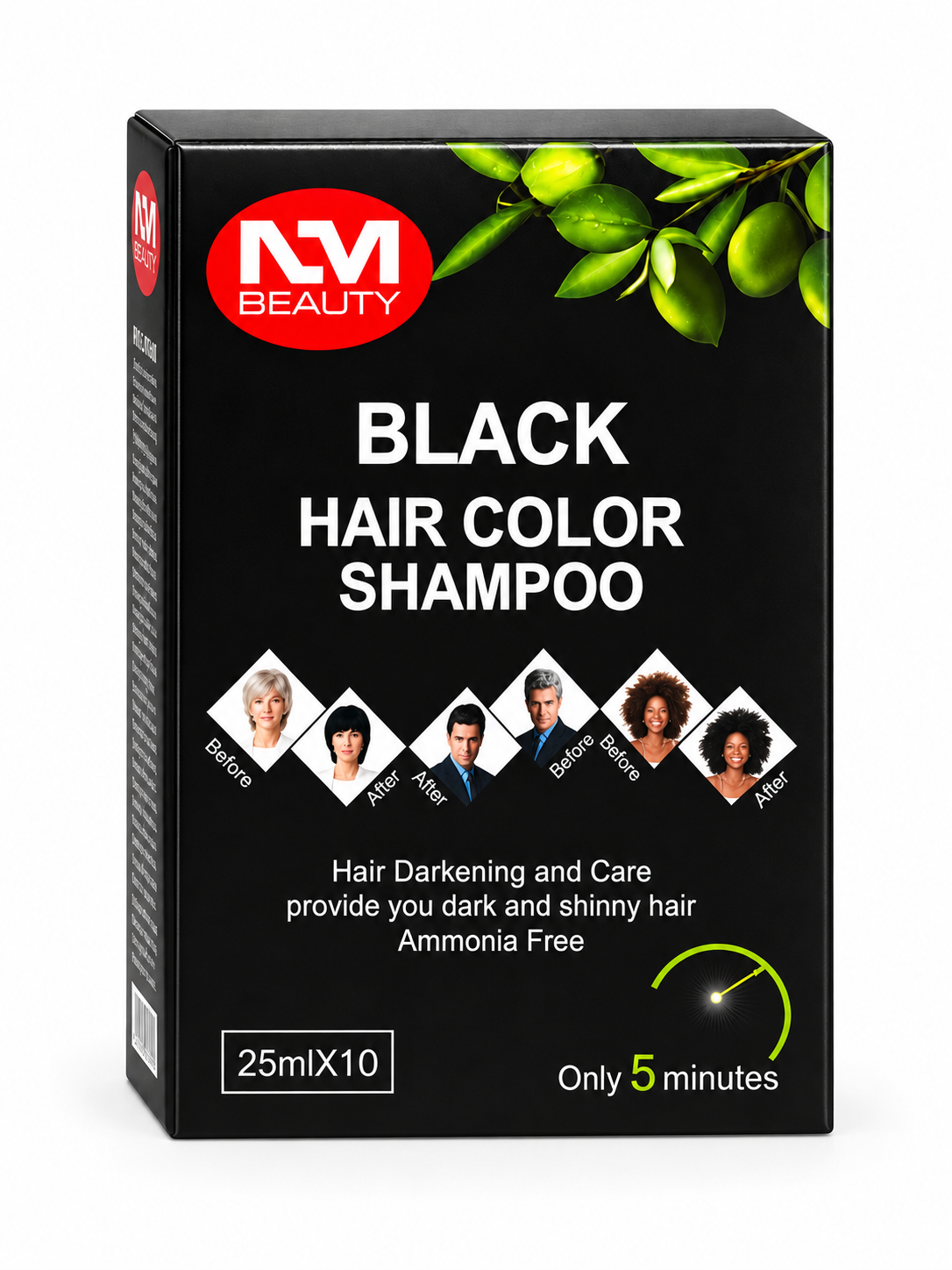 NMB Hair Colour Shampoo Sachets | Black (250 ML X 10)