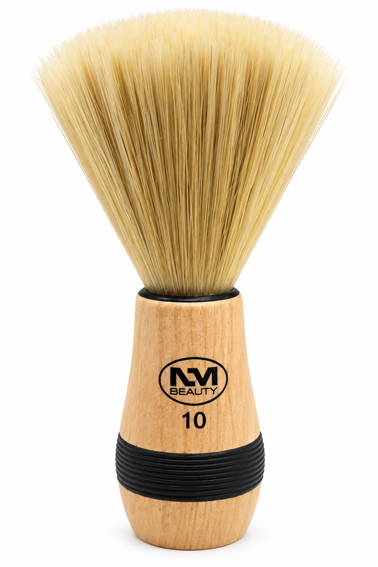 NMB Professional Wooden Neck  Brush - 100 Percent Boar Bristles in Dark Wood Body - Perfect for  Beard , Brown