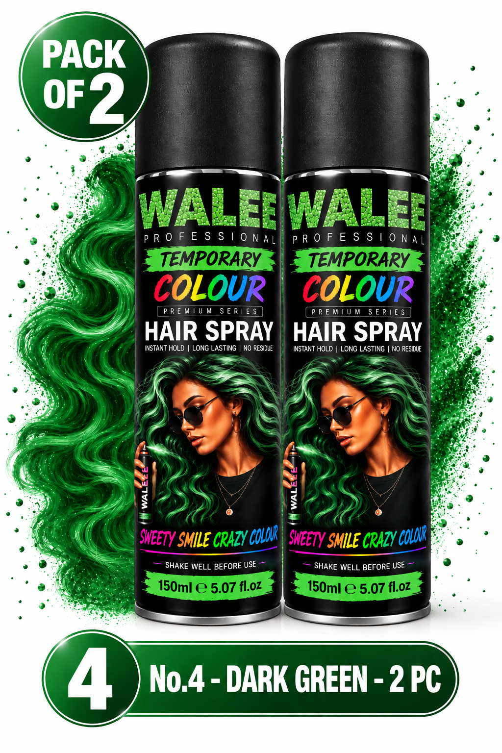 Walee Professional Temporary Colour Hair Spray 150ml- Pack of 2