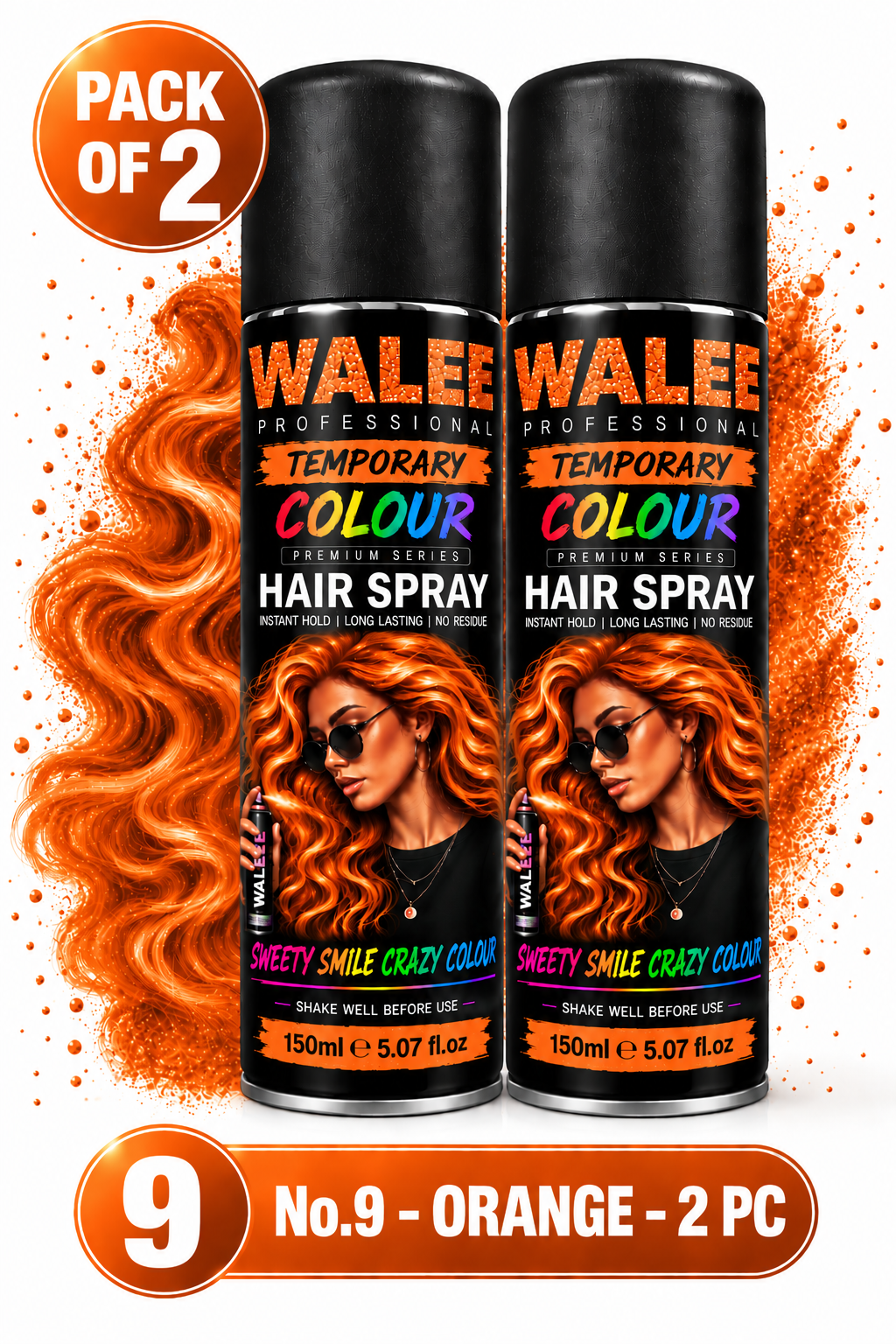 Walee Professional Temporary Colour Hair Spray 150ml- Pack of 2