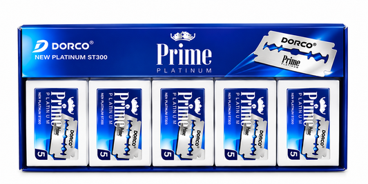Dorco Prime Platinum Double-Edged Razor Blades (100) STP301 - Stainless Steel, Double-Teflon Coated, Ultra-Smooth Shave