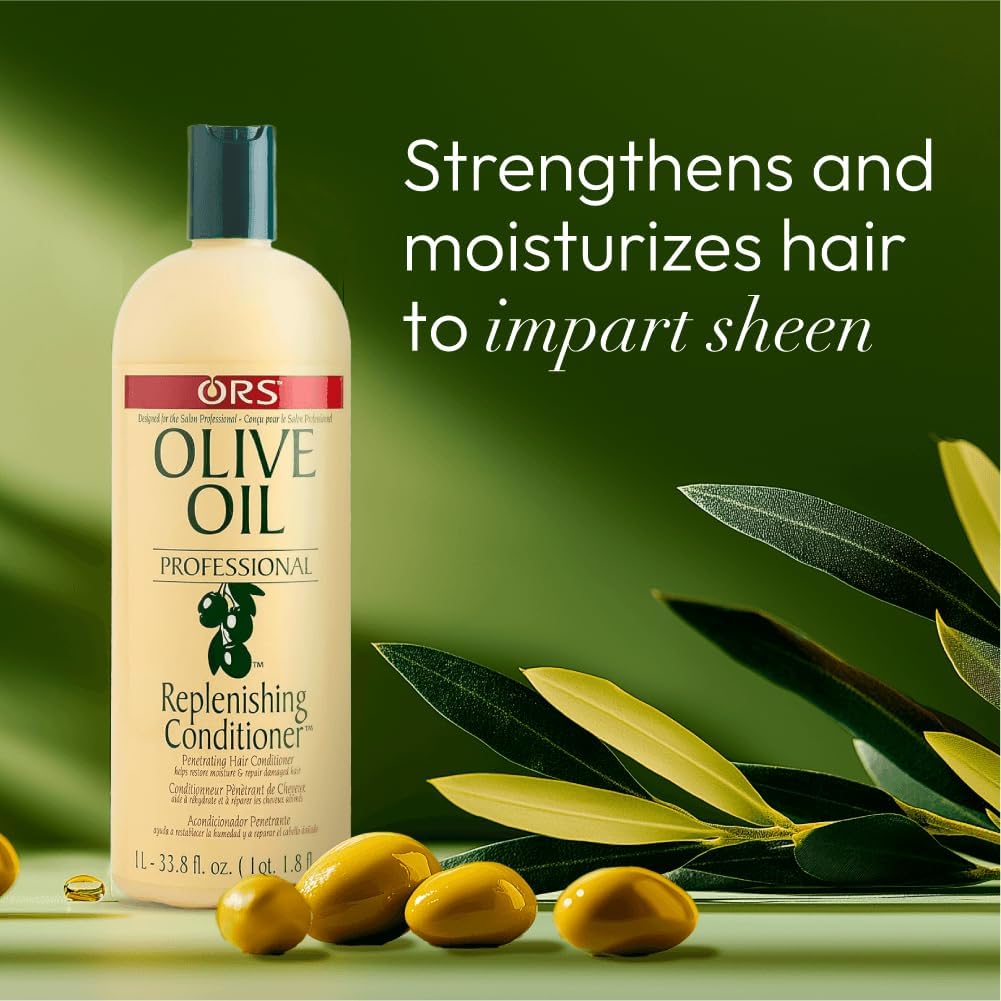 ORS Olive Oil Professional Replenishing Conditioner - 33.8 Ounce (Pack of 1), For Detangle, Smooth & Strong Hair From Root To Tip