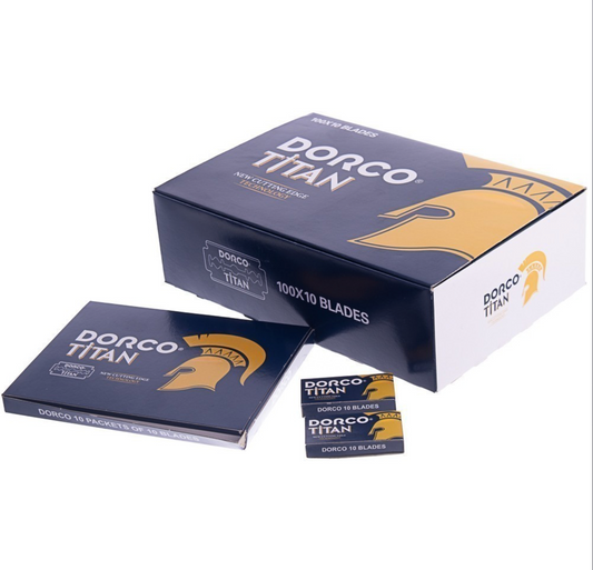 Dorco Titan Double Edge Stainless Blade (10 Packets of 10 Blades)100 blades.