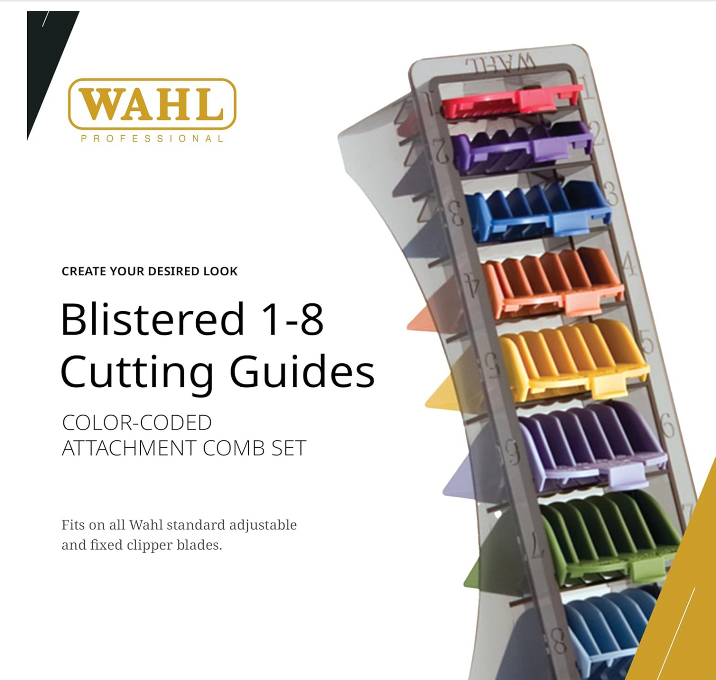 Shaving Factory Colour-Coded Cutting Guides for WAHL Clipper - Pack of 8