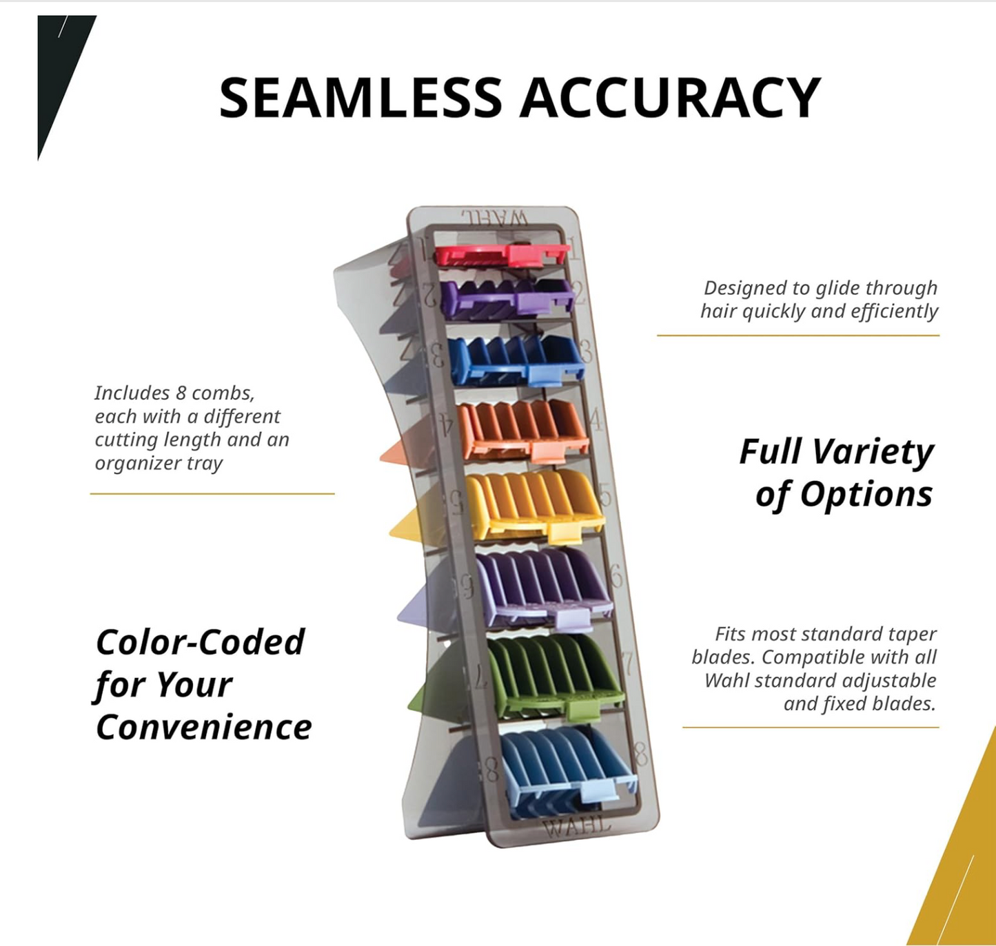 Shaving Factory Colour-Coded Cutting Guides for WAHL Clipper - Pack of 8